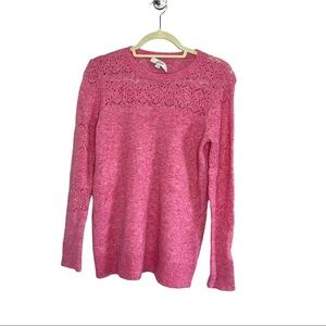 Loft Pink Crew Neck Sweater Size Small